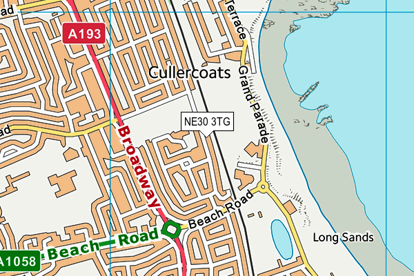 NE30 3TG map - OS VectorMap District (Ordnance Survey)