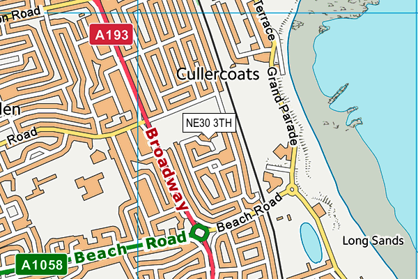NE30 3TH map - OS VectorMap District (Ordnance Survey)