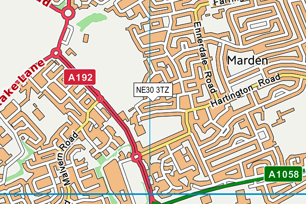 NE30 3TZ map - OS VectorMap District (Ordnance Survey)