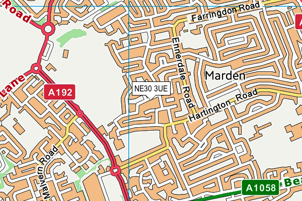 NE30 3UE map - OS VectorMap District (Ordnance Survey)