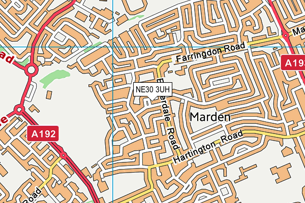 NE30 3UH map - OS VectorMap District (Ordnance Survey)