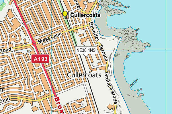 Cullercoats Lawn Tennis Club map (NE30 4NS) - OS VectorMap District (Ordnance Survey)