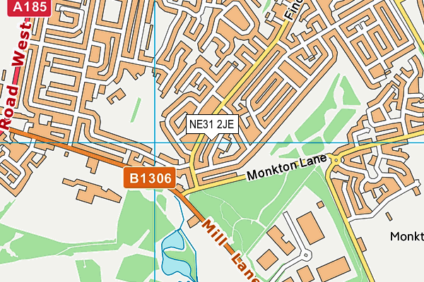 NE31 2JE map - OS VectorMap District (Ordnance Survey)