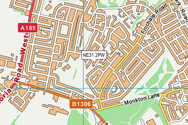 NE31 2PW map - OS VectorMap District (Ordnance Survey)