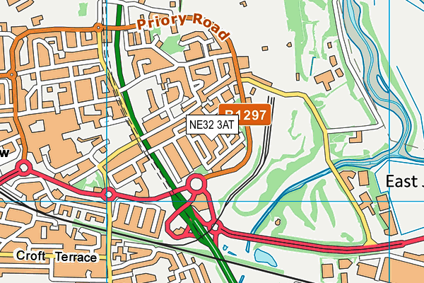 NE32 3AT map - OS VectorMap District (Ordnance Survey)