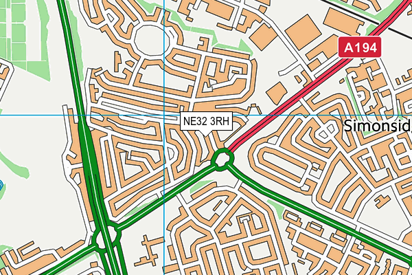 NE32 3RH map - OS VectorMap District (Ordnance Survey)