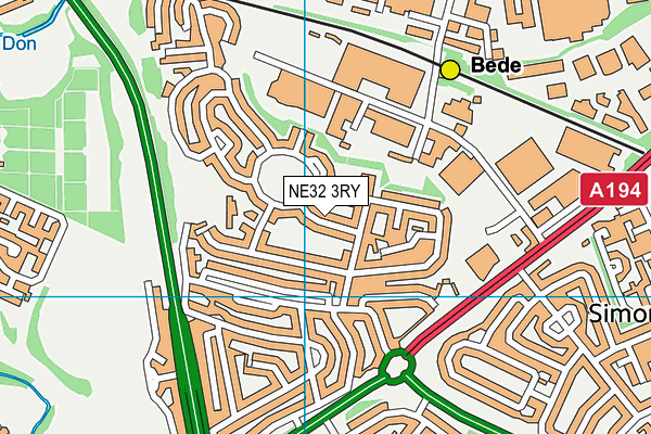 NE32 3RY map - OS VectorMap District (Ordnance Survey)