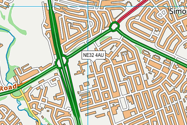 NE32 4AU map - OS VectorMap District (Ordnance Survey)