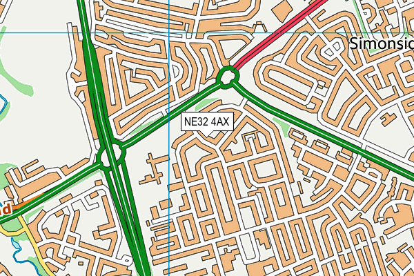 NE32 4AX map - OS VectorMap District (Ordnance Survey)