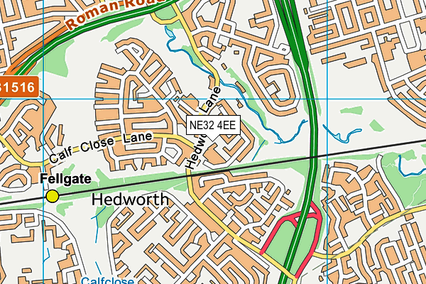 NE32 4EE map - OS VectorMap District (Ordnance Survey)