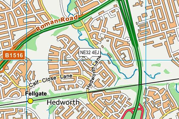 NE32 4EJ map - OS VectorMap District (Ordnance Survey)