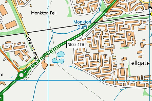 NE32 4TB map - OS VectorMap District (Ordnance Survey)
