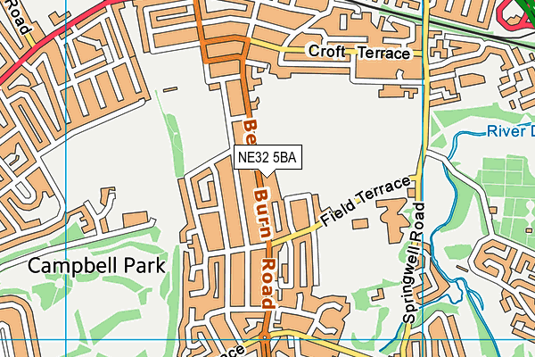 NE32 5BA map - OS VectorMap District (Ordnance Survey)