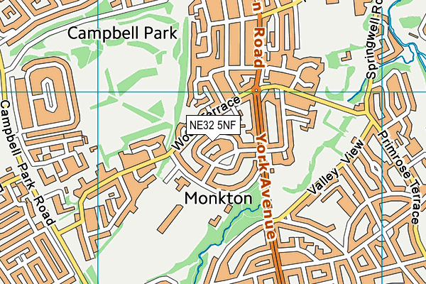 NE32 5NF map - OS VectorMap District (Ordnance Survey)