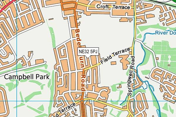 NE32 5PJ map - OS VectorMap District (Ordnance Survey)