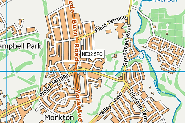 Springwell Park map (NE32 5PQ) - OS VectorMap District (Ordnance Survey)