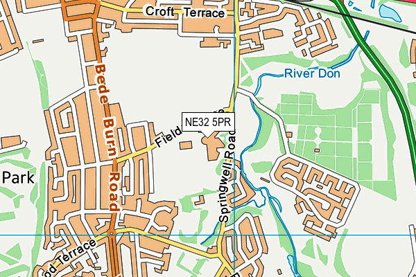 Jarrow School map (NE32 5PR) - OS VectorMap District (Ordnance Survey)