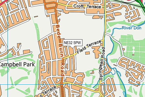 NE32 5PW map - OS VectorMap District (Ordnance Survey)