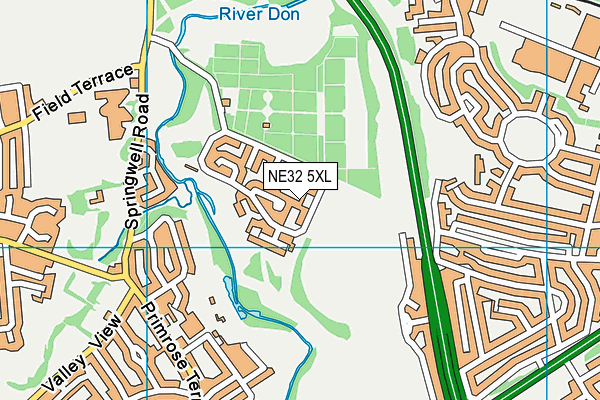 NE32 5XL map - OS VectorMap District (Ordnance Survey)