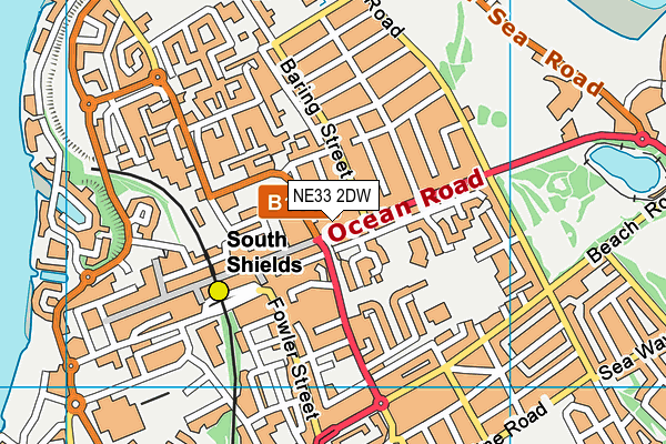 Ocean Road Community Centre map (NE33 2DW) - OS VectorMap District (Ordnance Survey)