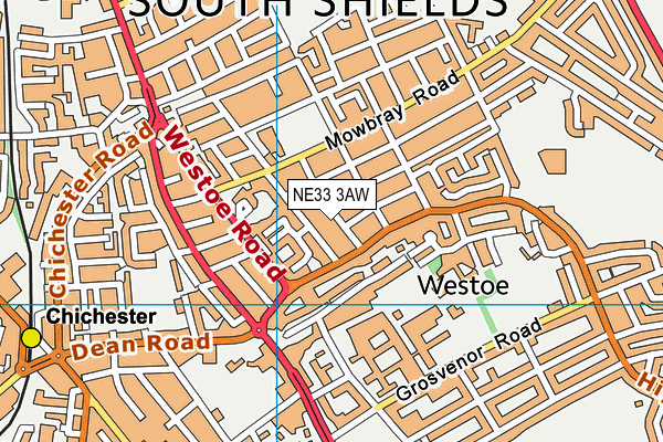 NE33 3AW map - OS VectorMap District (Ordnance Survey)