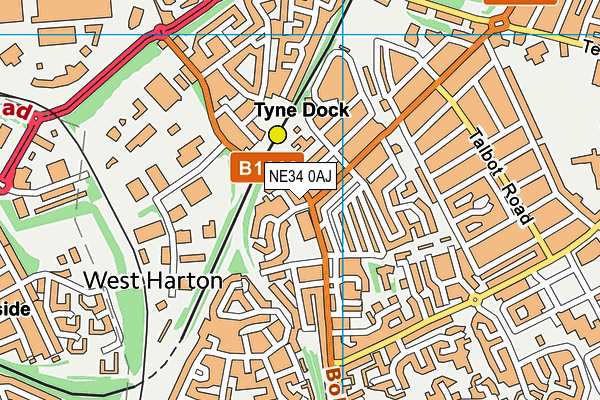 NE34 0AJ map - OS VectorMap District (Ordnance Survey)