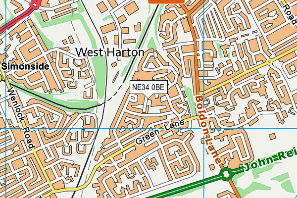 NE34 0BE map - OS VectorMap District (Ordnance Survey)