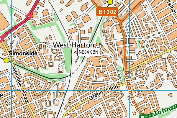 NE34 0BN map - OS VectorMap District (Ordnance Survey)