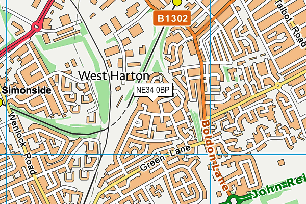 NE34 0BP map - OS VectorMap District (Ordnance Survey)