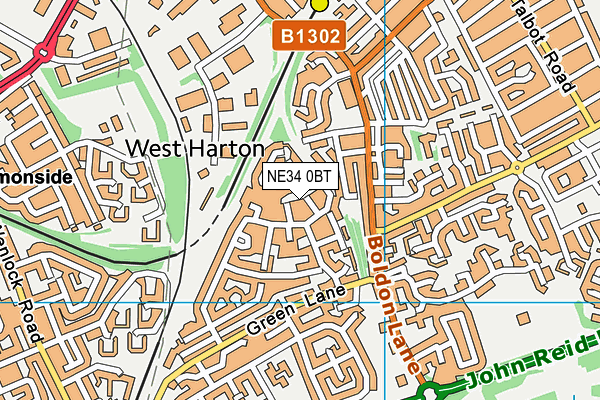 NE34 0BT map - OS VectorMap District (Ordnance Survey)