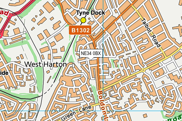 NE34 0BX map - OS VectorMap District (Ordnance Survey)