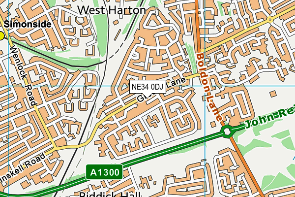 NE34 0DJ map - OS VectorMap District (Ordnance Survey)