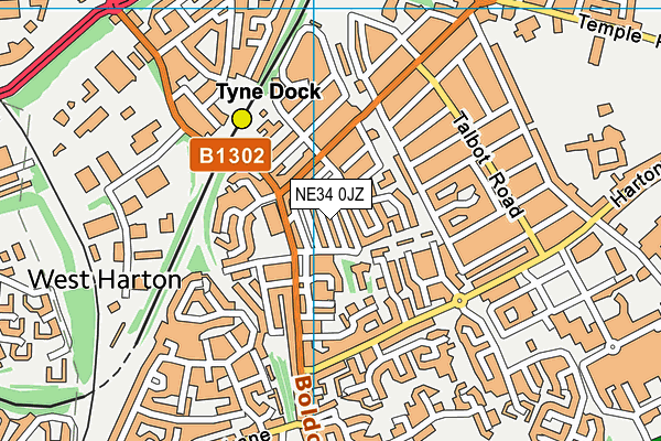 NE34 0JZ map - OS VectorMap District (Ordnance Survey)