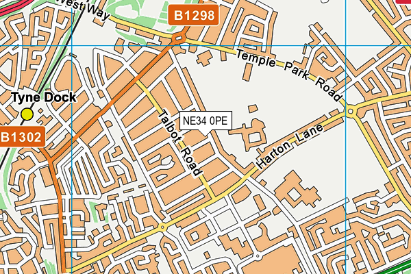 NE34 0PE map - OS VectorMap District (Ordnance Survey)