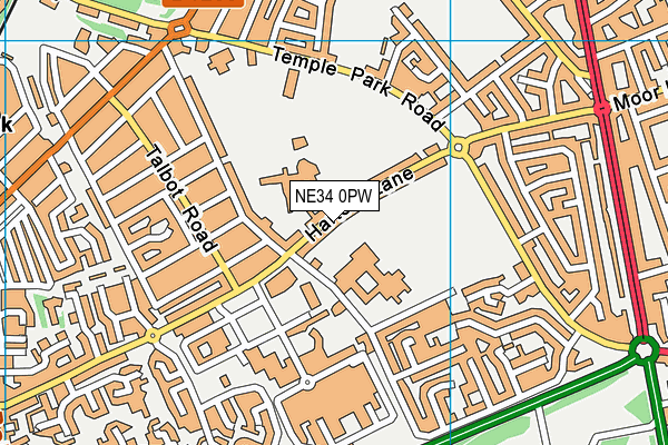 NE34 0PW map - OS VectorMap District (Ordnance Survey)