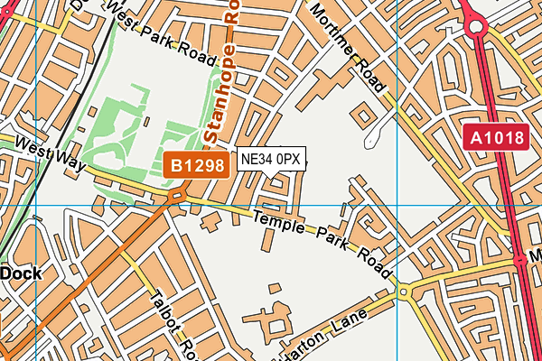 NE34 0PX map - OS VectorMap District (Ordnance Survey)