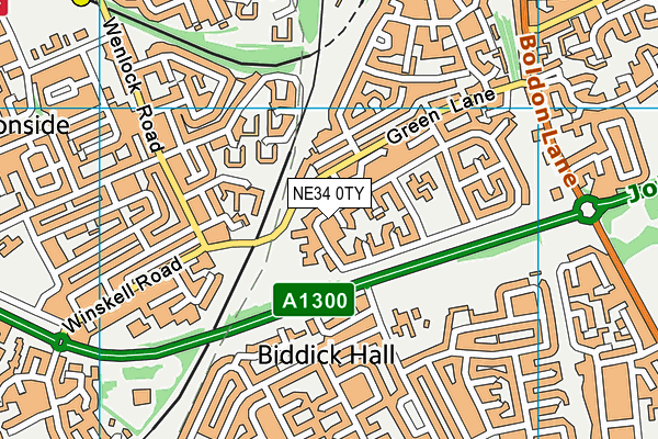 NE34 0TY map - OS VectorMap District (Ordnance Survey)