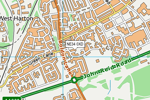 NE34 0XD map - OS VectorMap District (Ordnance Survey)