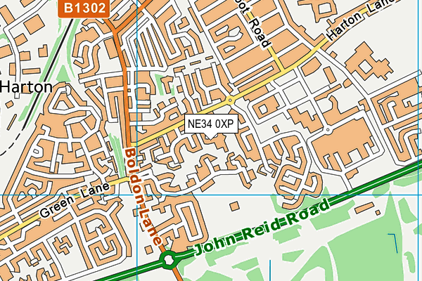 NE34 0XP map - OS VectorMap District (Ordnance Survey)