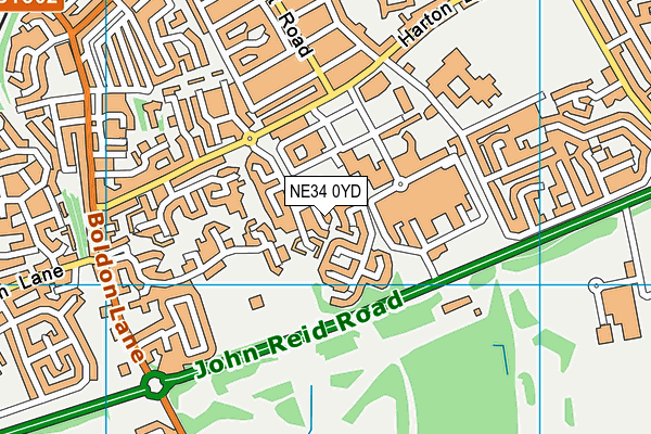 NE34 0YD map - OS VectorMap District (Ordnance Survey)