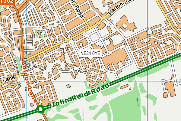 NE34 0YE map - OS VectorMap District (Ordnance Survey)