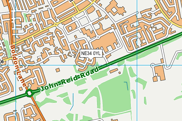 NE34 0YL map - OS VectorMap District (Ordnance Survey)