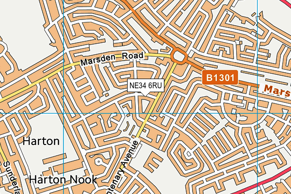 NE34 6RU map - OS VectorMap District (Ordnance Survey)
