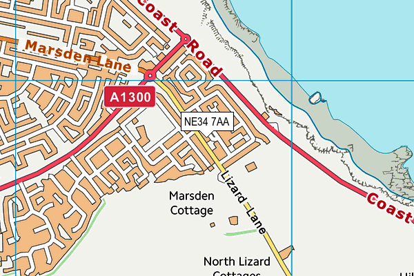 NE34 7AA map - OS VectorMap District (Ordnance Survey)