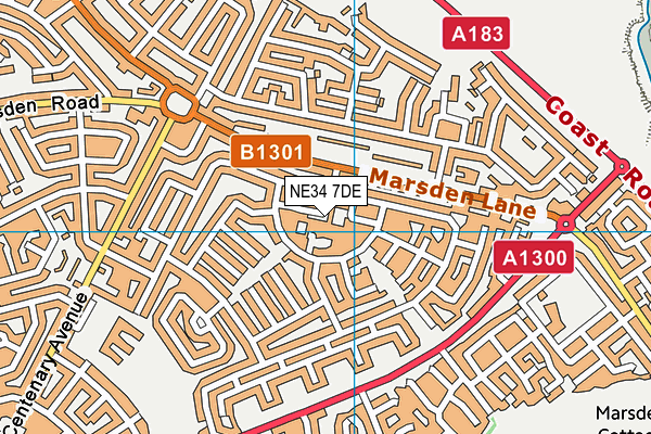 NE34 7DE map - OS VectorMap District (Ordnance Survey)