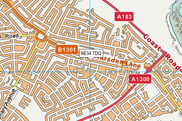 NE34 7DQ map - OS VectorMap District (Ordnance Survey)