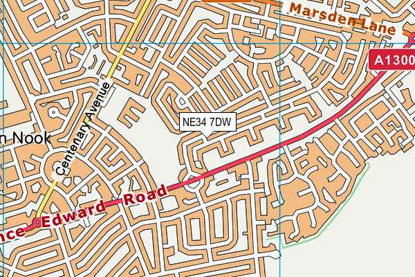 NE34 7DW map - OS VectorMap District (Ordnance Survey)