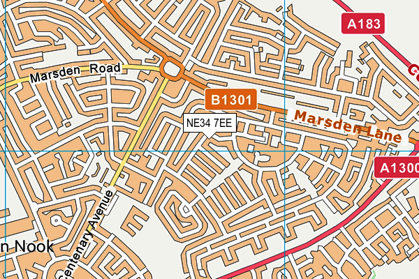 NE34 7EE map - OS VectorMap District (Ordnance Survey)