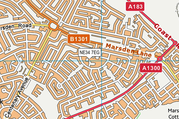 NE34 7EG map - OS VectorMap District (Ordnance Survey)