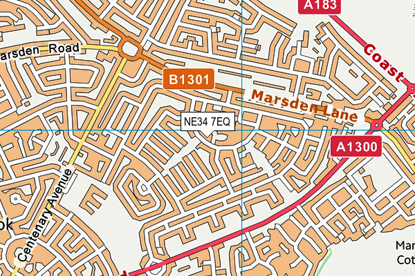NE34 7EQ map - OS VectorMap District (Ordnance Survey)